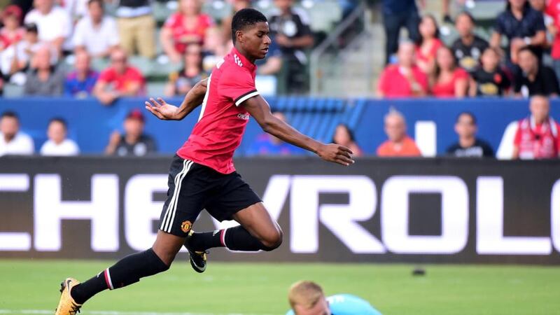 José Mourinho believes Marcus Rashford is a striker and not a number 10. Photograph: Harry How/Getty