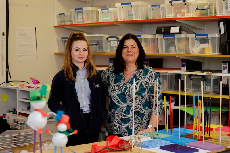Kelly Gilmartin, a former student, with Christine Hughes, co-ordinator of Rush Youthreach. Photograph: Alan Betson
