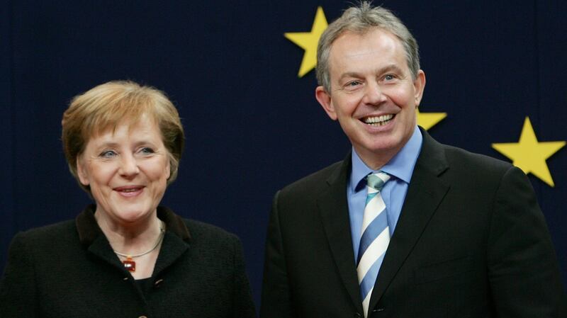 Merkel with Tony Blair in 2005. Photograph: Thierry Roge/Reuters