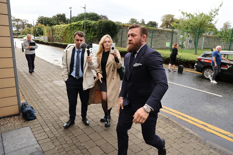 Conor McGregor arrives at Blanchardstown Court, Dublin, on Thursday, 8th September. Photograph: Nick Bradshaw/PA