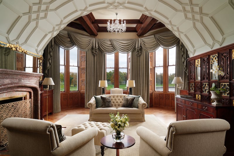 The stately elegance of the sitting room in the Lady Caroline Suite, Adare Manor
