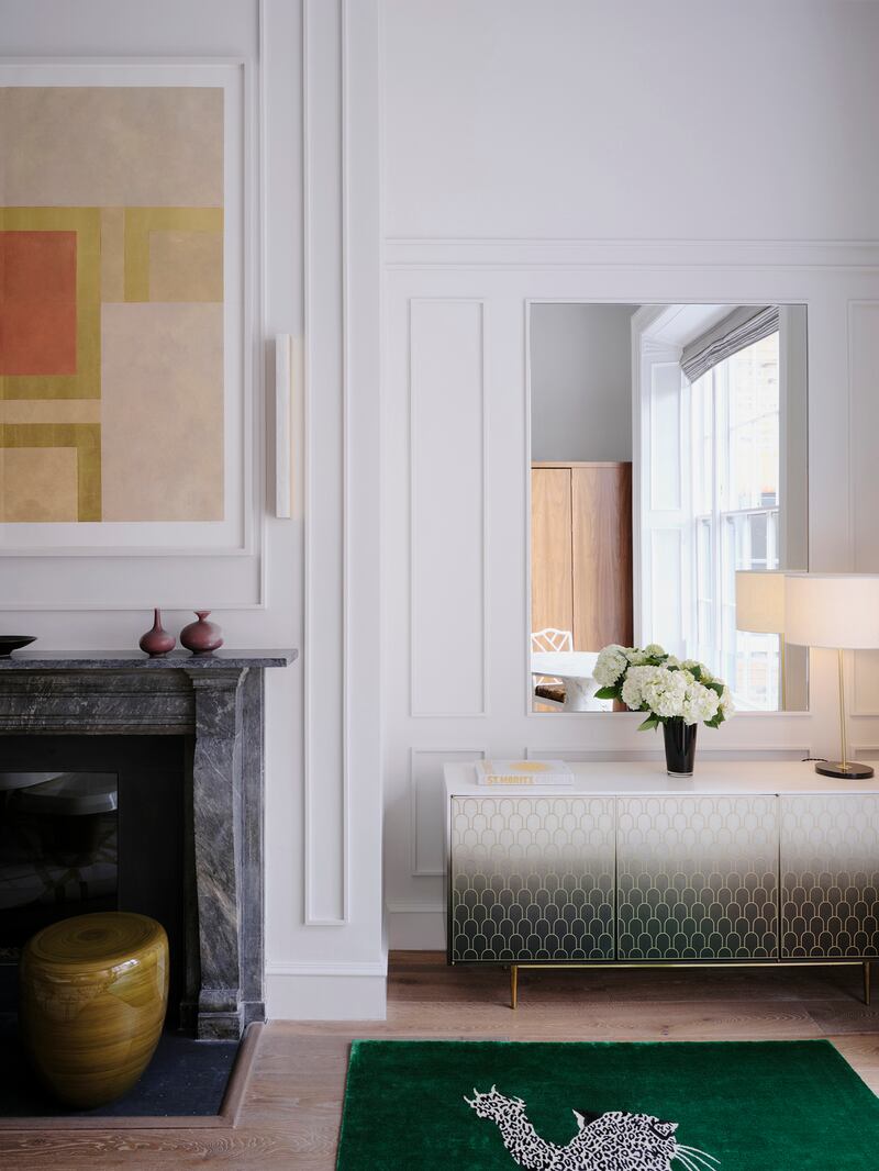 Lamp and sconce, CTO Lighting, cabinet by Bethan Gray at Maoliosa Murray’s showroom apartment. Photograph: Simon Watson