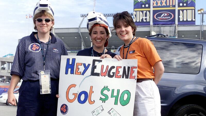 Denver Broncos fans  before the start of Super Bowl XXXIII January 31st, 1999 in Miami. Atlanta Falcons’ Eugene Robinson was arrested the previous day after allegedly offering an undercover policewoman, who was posing as a prostitute, $40 for oral sex. Photograph: Rhona Wise/AFP/Getty Images
