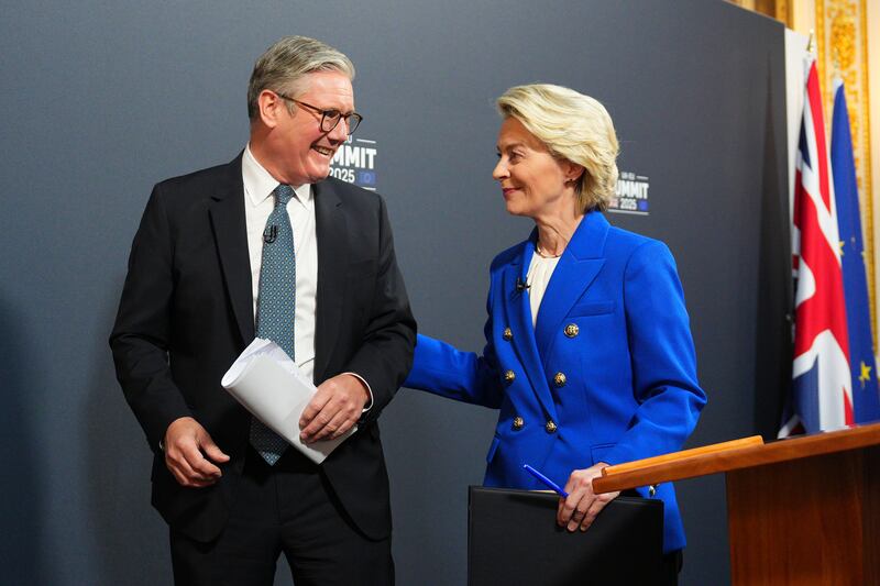 UK prime minister Keir Starmer and president of the European Commission Ursula von der Leyen. Photograph: Carl Court/Getty