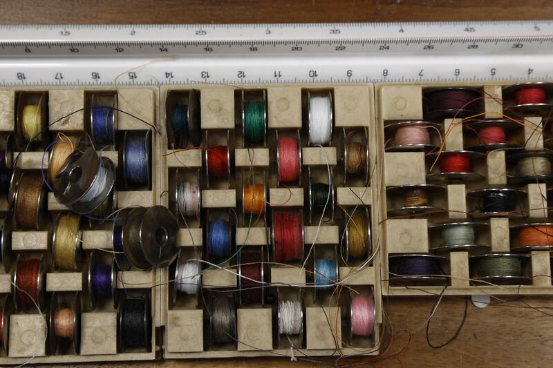 Olann Glas: Reels of thread. Photograph: Nick Bradshaw