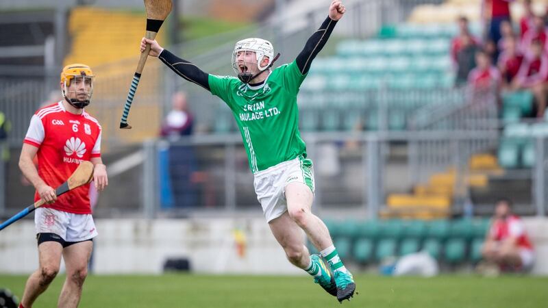 Phillip Connors of St Mullin’s  celebrates at the the final whistle after their win over Cuala in the AIB Leinster club championship quarter-final at Netwatch Cullen Park. Photograph: Morgan Treacy/Inpho