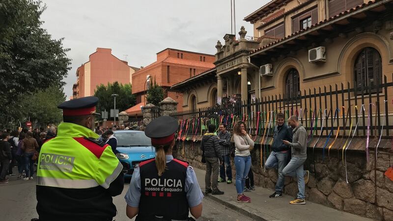 Conor Neill, Barcelona: ‘I was up in the mountains about an hour’s drive north of Barcelona. This photo is from the polling booth of Berga, a few minutes before the polls opened. It was a peaceful and celebratory atmosphere, very different to the videos shown on the news from the bigger cities.’