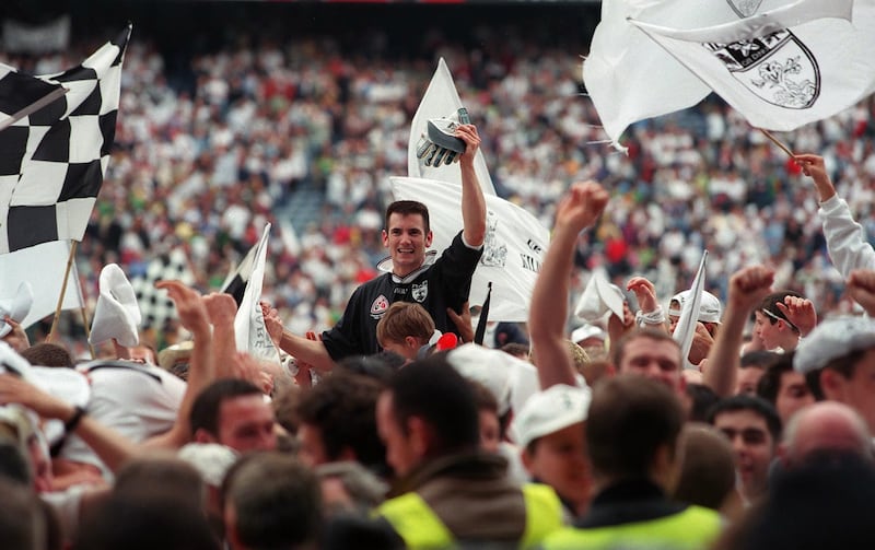 Kildare's Christy Byrne after the Lilywhites' win over Meath in the 1998 Leinster football final. Photograph: Patrick Bolger/Inpho