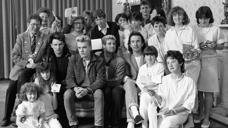 Manhattan regulars U2, with friends, in 1985. Photograph: Jack McManus