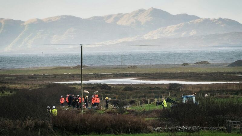 The search team on the scene in Louisburgh, Co Mayo. Photograph: Keith Heneghan