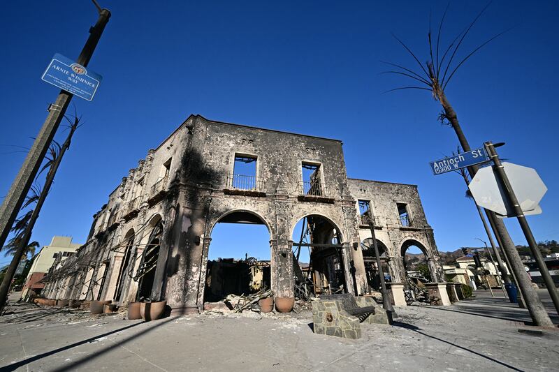 Palisades fire damage on Sundy. Photograph: Frederic J Brown/AFP