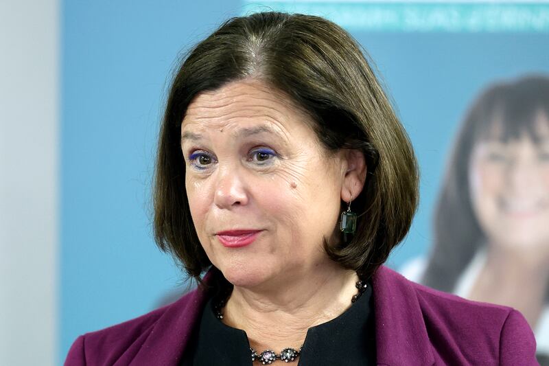 Sinn Féin leader Mary Lou McDonald at the launch of her party's manifesto for the European elections on June 7th. Photograph: Conor Ó Mearáin/Collins