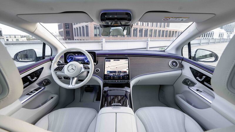 New Mercedes EQE: Up front you get great seats, clear digital instruments, and a big central touchscreen that’s fairly easy to find your way around, and not overly-distracting when driving