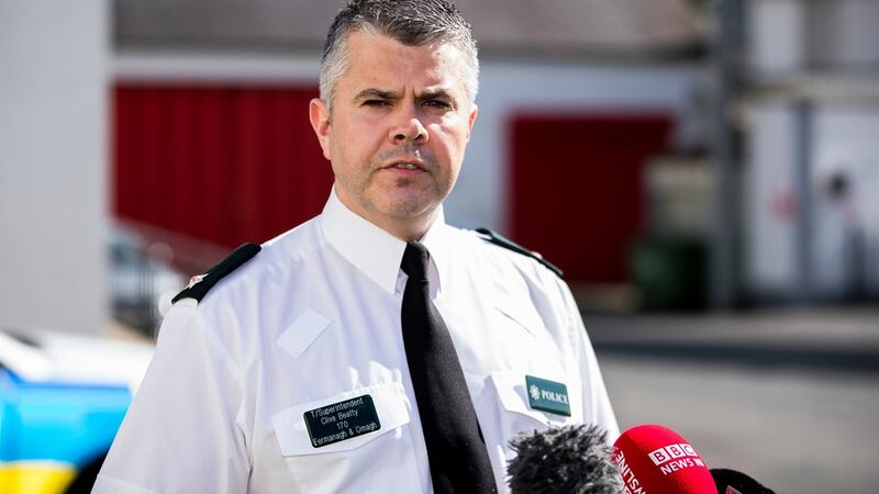 PSNI temporary superintendent Clive Beatty speaks at a press conference at Enniskillen police station  on the abduction and attack on  Kevin Lunney. Photograph: Liam McBurney/PA Wire