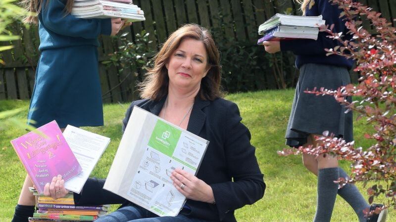 Margo Fleming was so frustrated with the weight of her daughters’ schoolbags  she developed a product to split books into lighter sections. Photograph: Lorraine O’Sullivan
