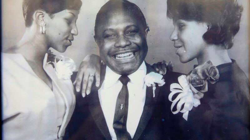 Aretha Franklin (left) with her father C.L. Franklin and sister Caroline. Photograph: New Bethel Baptist Church/AFP