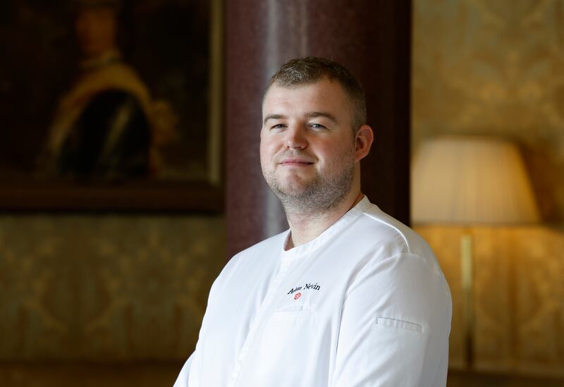 25/07/2025 - MAGAZINE - Chef Adam Nevin, at the Morrison Room, Carton House, Co. Kildare for Magazine profile.  Photograph Nick Bradshaw/The Irish Times