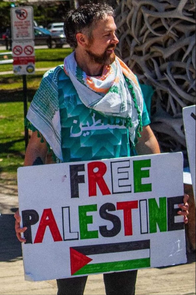 Dan Sheehan protests for Palestine in Jackson, Wyoming