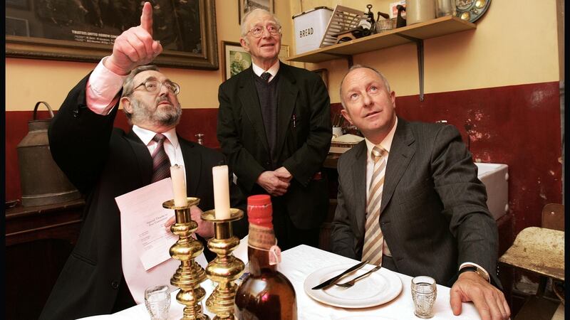 Then Minister for Foreign Affairs DermotAhern, right, with the Chief Rabbi Dr Yaakov Pearlman, left, and  Stanley Siev, vice-president of the Irish Jewish Museum in 2005.  Photograph: Matt Kavanagh