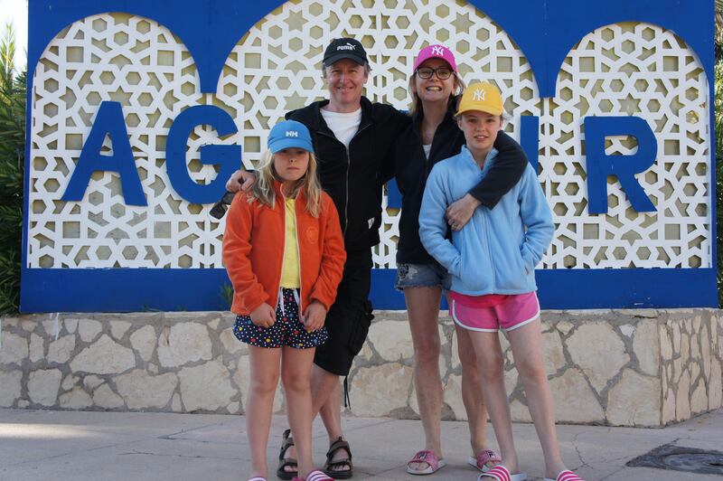 Tom Dunne with his wife Audrey and their two daughters, Eva and Skye