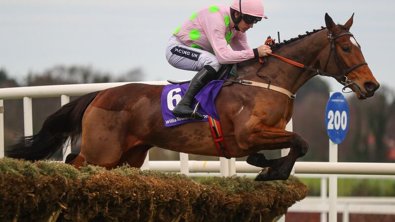 Ruby Walsh on board Let’s Dance clears the last to win The Willis Towers Watson European Breeders Fund Mares Hurdle. Photo: James Crombie/Inpho