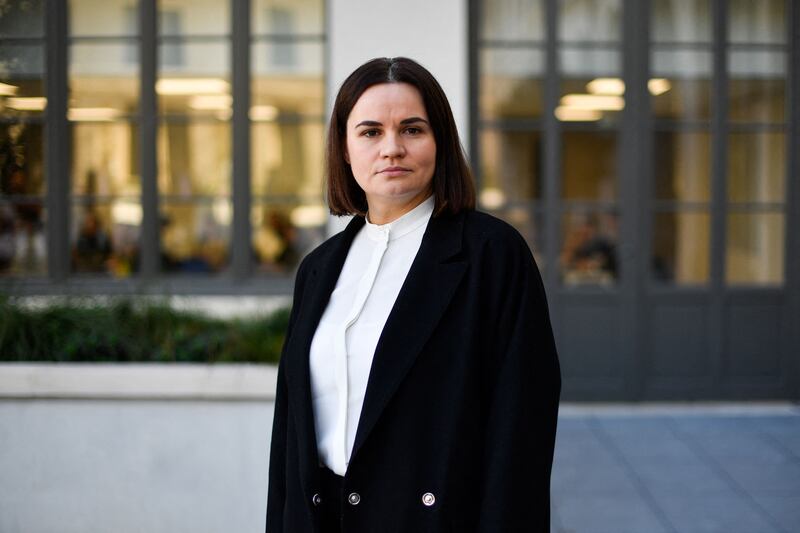 Exiled Belarusian opposition leader Sviatlana Tsikhanouskaya. Photograph: Julien de Rosa/AFP via Getty Images