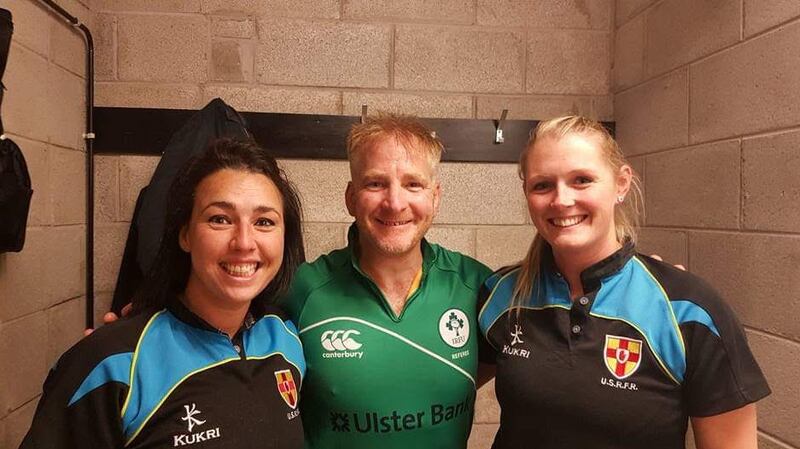 Gráinne Crabtree with fellow officials  Adrian Reavey and  Glenda Mallon.