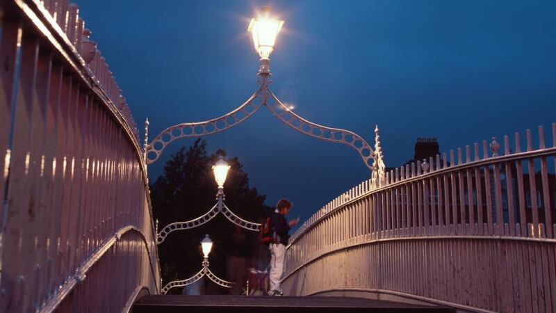 Wellington Bridge (commonly known as the Ha’penny Bridge). Photograph: Getty Images