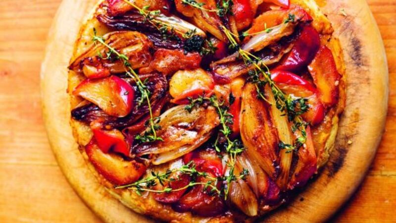 Nigel Slater's shallot and apple tarte Tatin.