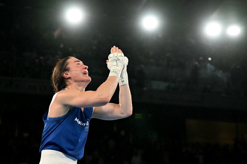 Kellie Harrington reacts after being declared the winner. Photograph: Getty Images