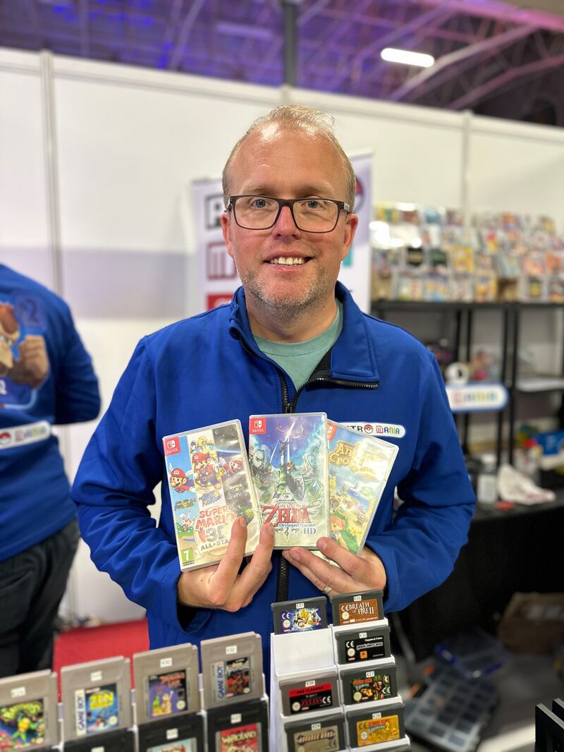 Travis Mack, owner of videogamer store Retromania, at GamerFest 2025 in the RDS. Photograph: Conor Capplis