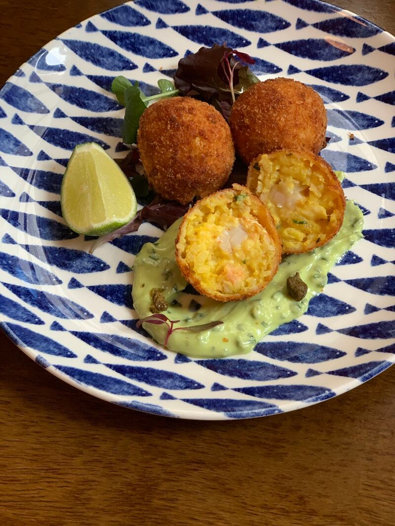 Hake, prawn and spinach arrancini fishcakes