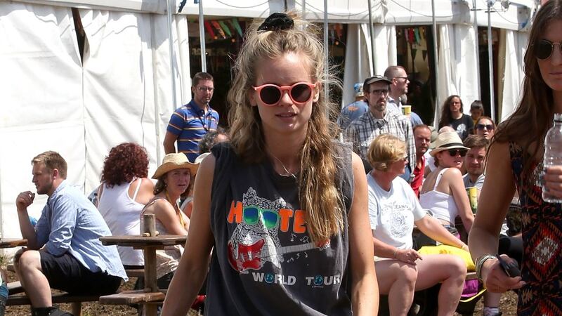 Cressida Bonas sporting a scrunchie at Glastonbury this year. Photograph: Getty Images
