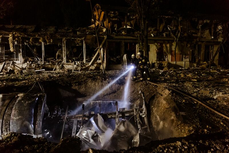 Scene of a Russian missile strike in Dnipro, Ukraine. Photogrtaph: Daniel Berehulak/The New York Times