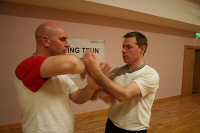 Daragh and Ryan doing Chi Sau.