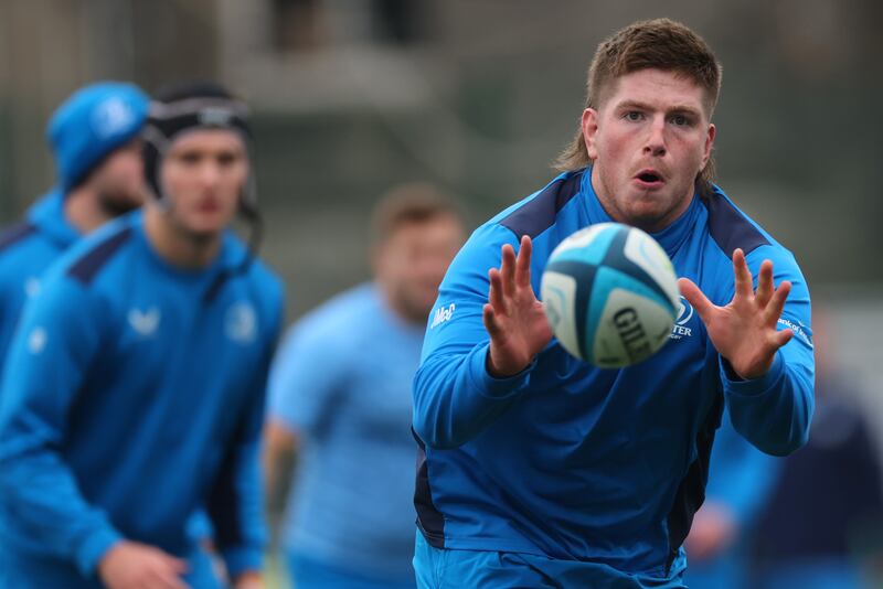 Leinster's Joe McCarthy in training ahead of their match against the Bulls. James Crombie/Inpho