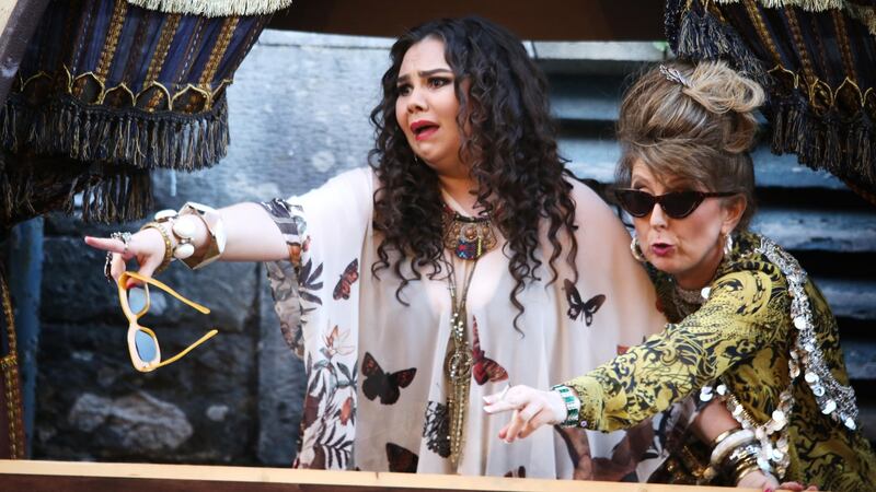 Rachel Croash as Elvira and Sandra Oman as Zulma in Rossini’s ‘The Italian Girl in Algiers’. Photograph: Frances Marshall