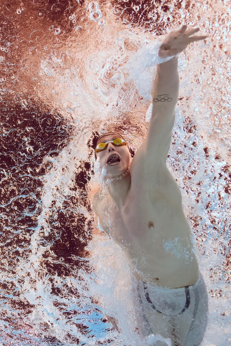 Daniel Wiffen competes in the men's 800m freestyle final. Photograph: Oli Scarff/Getty Images