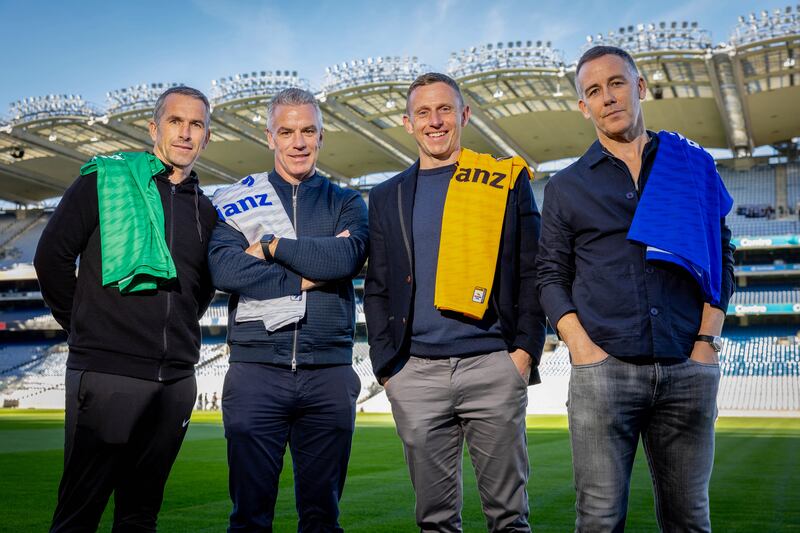 Leinster manager Dessie Dolan, Connacht manager Pádraic Joyce, Ulster manager Kieran Donnelly, and Munster selector and Paul Shankey pictured at the Allianz Inter-Provincial Football Series media event at Croke Park. Photograph: Morgan Treacy/Inpho