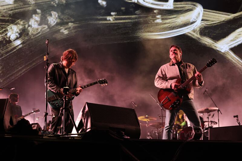 Kings of Leon: Matthew and Caleb Followill at Electric Picnic on Sunday night. Photograph: Alan Betson