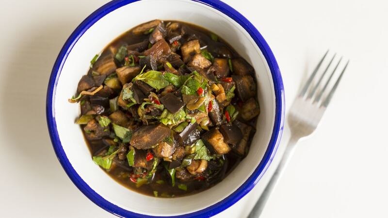 Steamed Aubergine Photograph: Emma Jervis