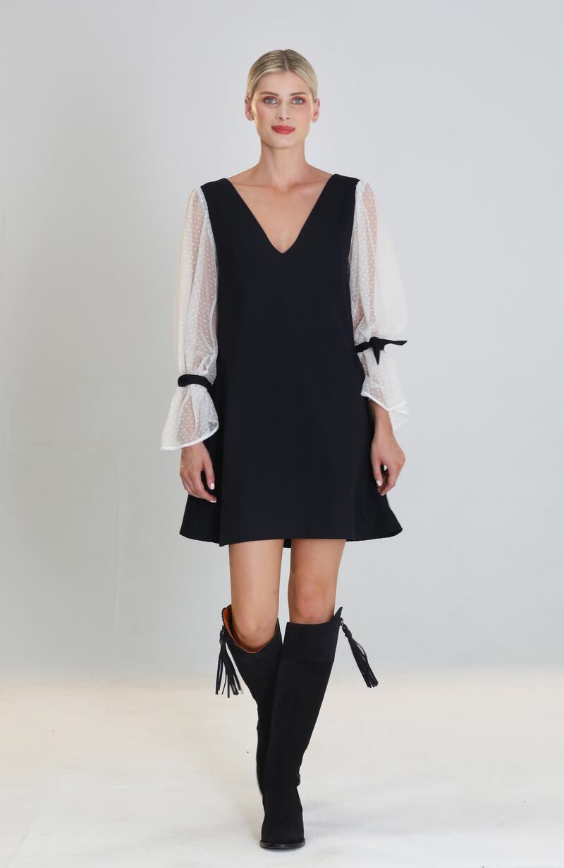 Black lace dress with ivory sleeves, €295, from Cobblers Lane. Photograph: Sasko Lazarov