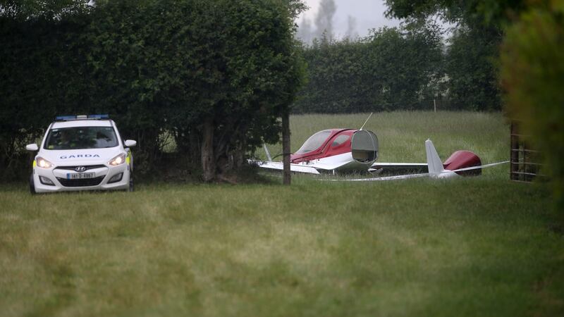 Gardai at the scene of a light aircraft crash in  Co Kildare.