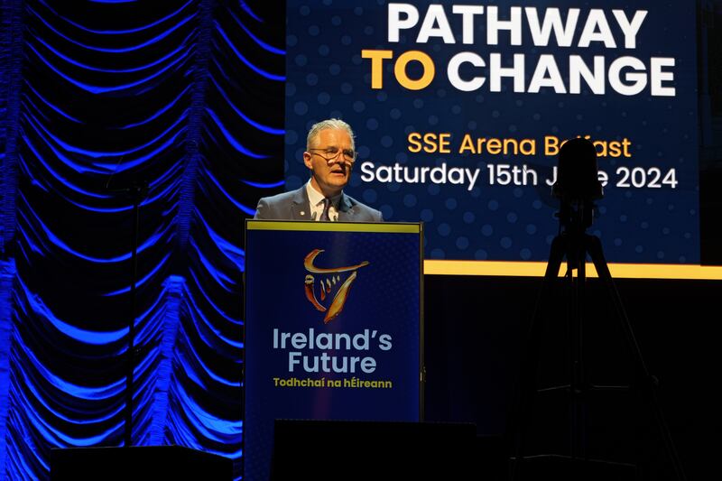 GAA president Jarlath Burns speaking at the Ireland's Future conference in Belfast on Saturday