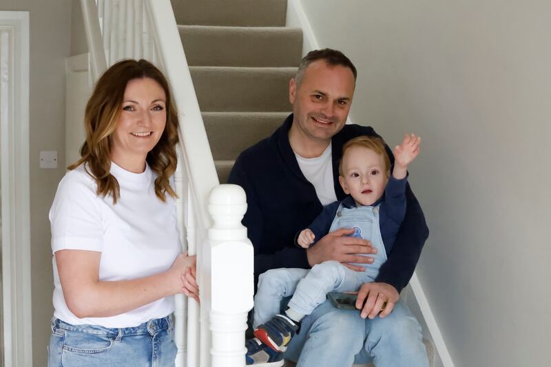 Peadar with his parents Ruth and Aidan. Photograph: Nick Bradshaw