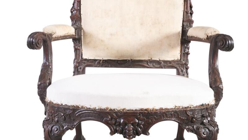 Detail of carved mahogany armchair (Lot 196, €12,000-€18,000)