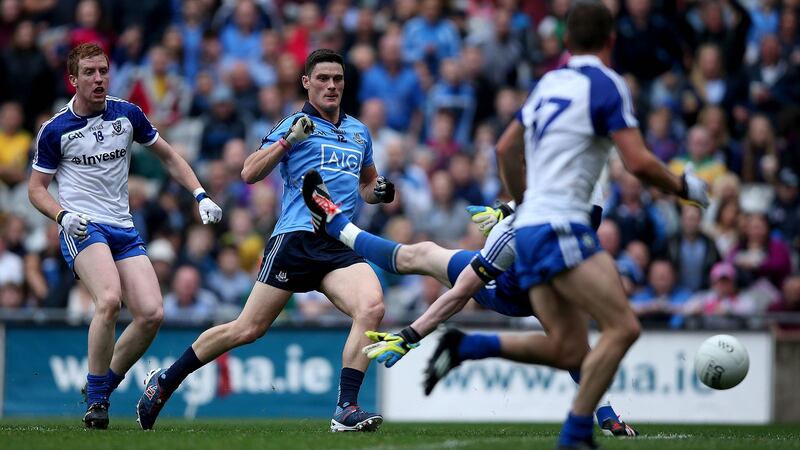 Dublin’s Diarmuid Connolly scores his side’s first goal in the  All-Ireland SFC  quarter-final against Monaghan at  Croke Park in 2014. Photograph: Donall Farmer/Inpho