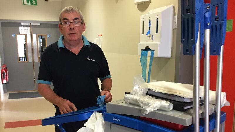 Ger Sheedy work with Noonan’s Cleaners at  Ennis Hospital.