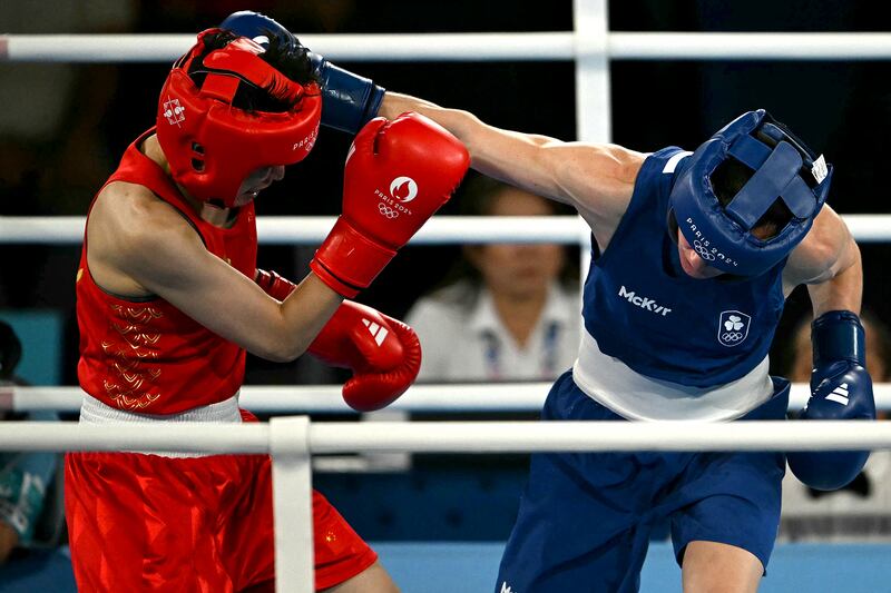 Kellie Harrington lands a right hand over the top. Photograph: Getty Images)