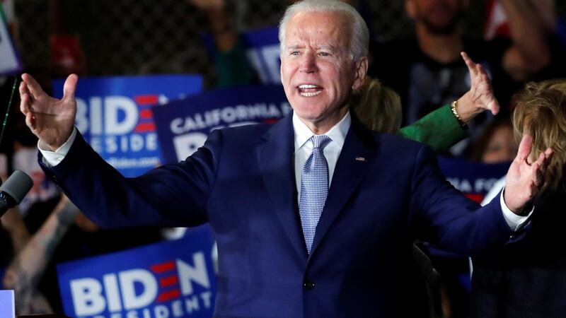 Former US vice-president Joe Biden: “They don’t call it Super Tuesday for nothing,” he told supporters. Photograph: Mike Blake/Reuters